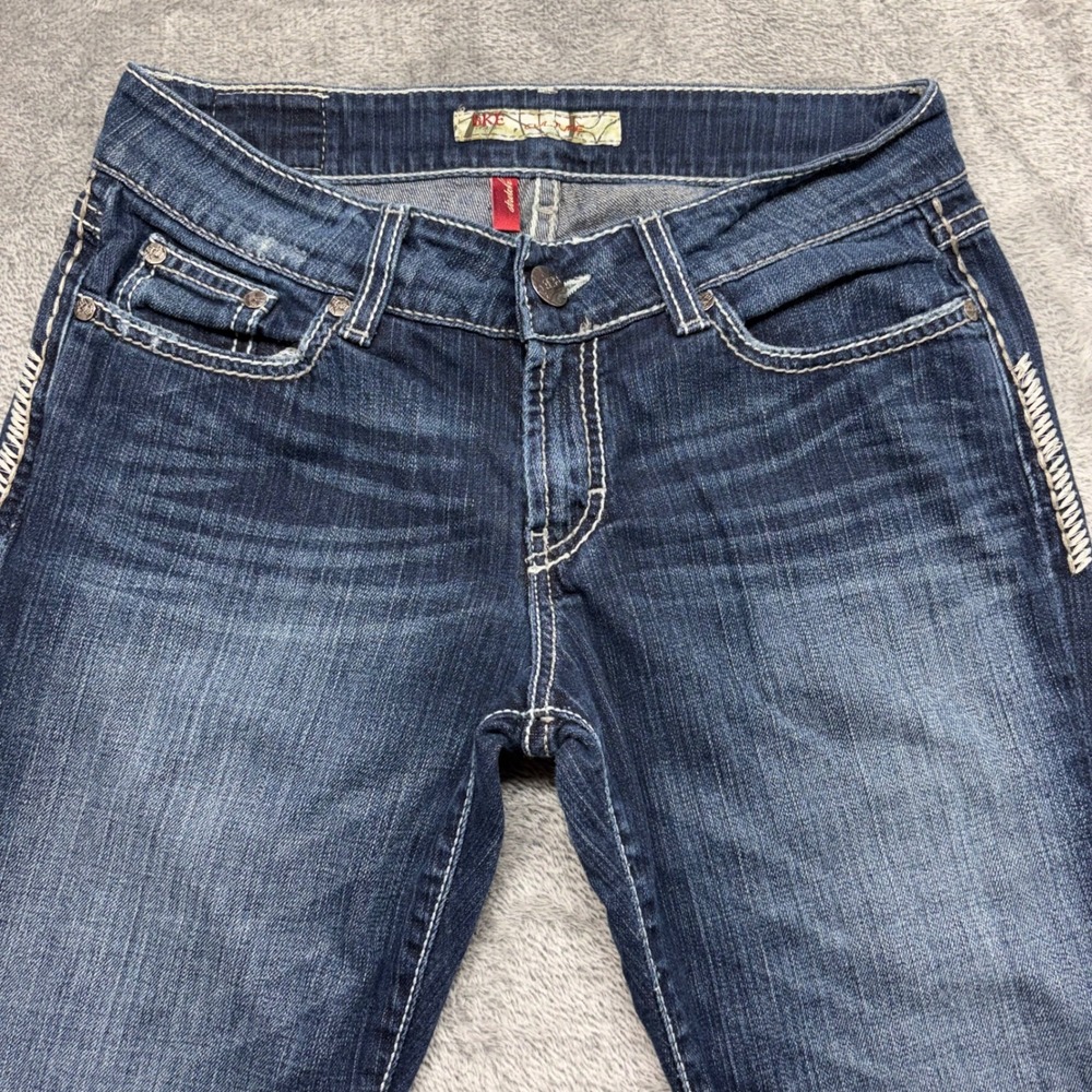 BKE Culture Bootcut Jeans Women 29 Blue Good Stretch Thick Stitch Zip Fly - Picture 2 of 16